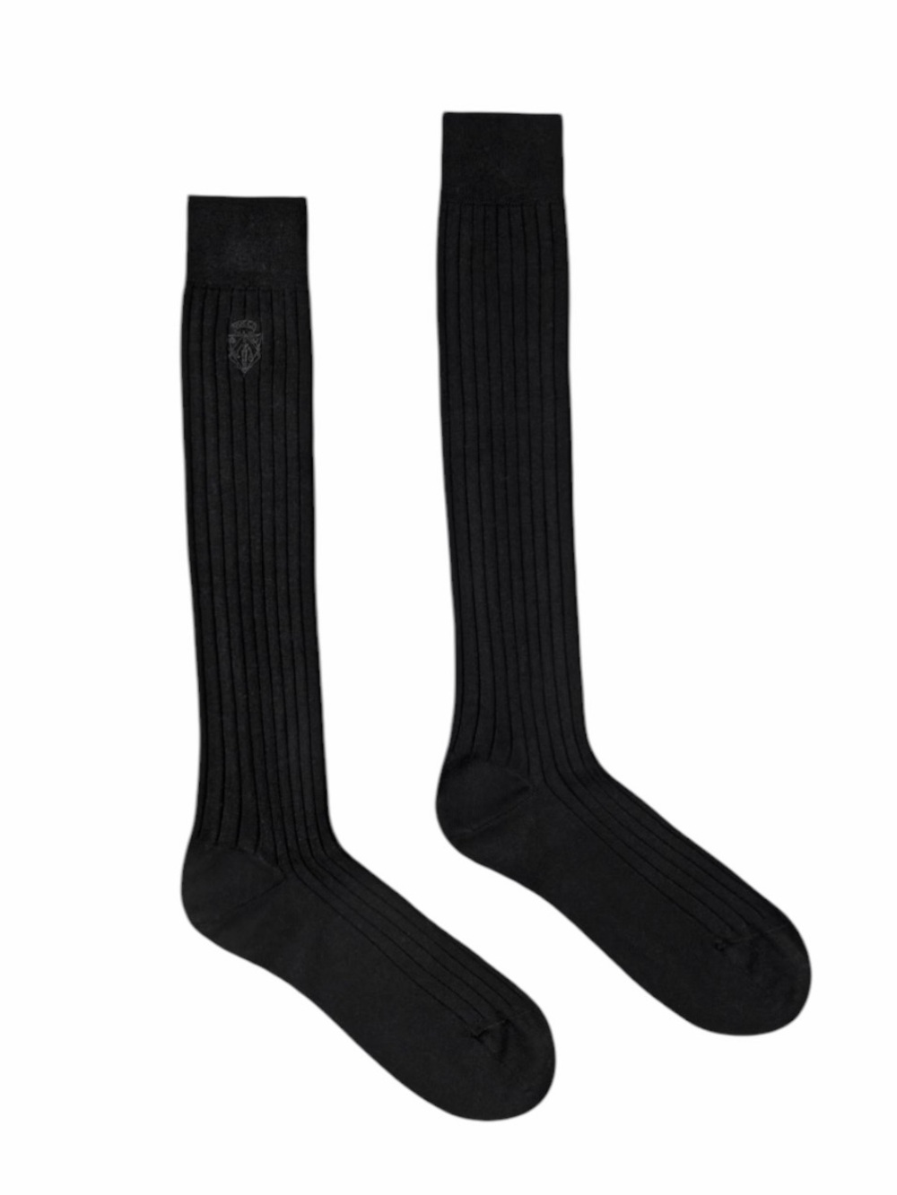 Gucci Knit Cotton Embroidered Crest Socks Black Medium Made Italy NWT Men's